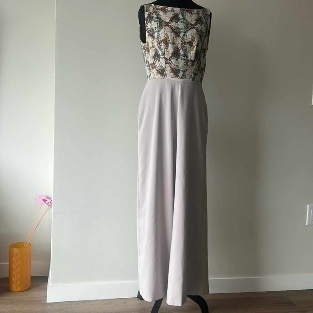 Verica Rakočević Designer Jumpsuit – Size 38, Abstract Brocade Bodice